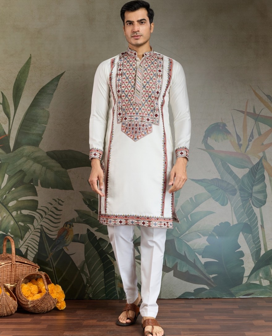 61303-white - Colors of Tradition – White Statement Kurtas for Every Celebration